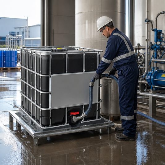 Rebottled 1000L IBC on Steel Pallet for Non-Hazardous Liquids
