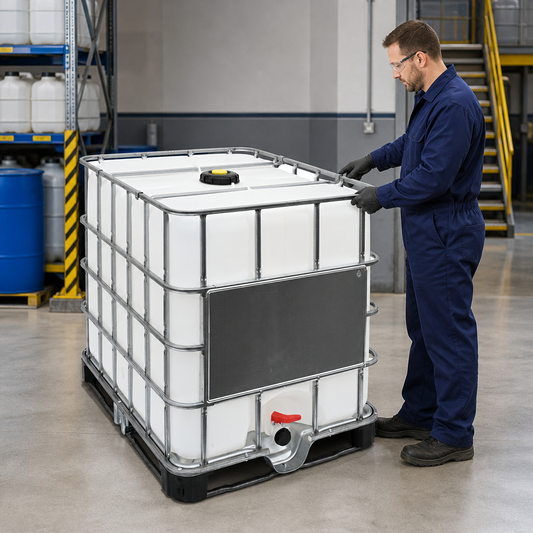 Reconditioned 1000L IBC on Plastic Pallet for Safe Storage