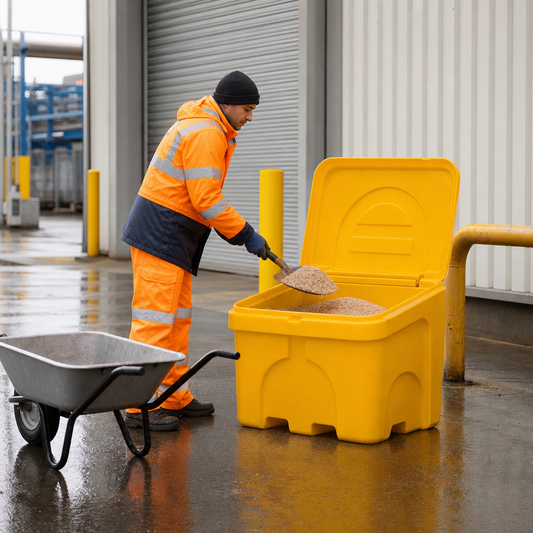 400L Yellow Grit and Salt Storage Bin for Outdoor Use