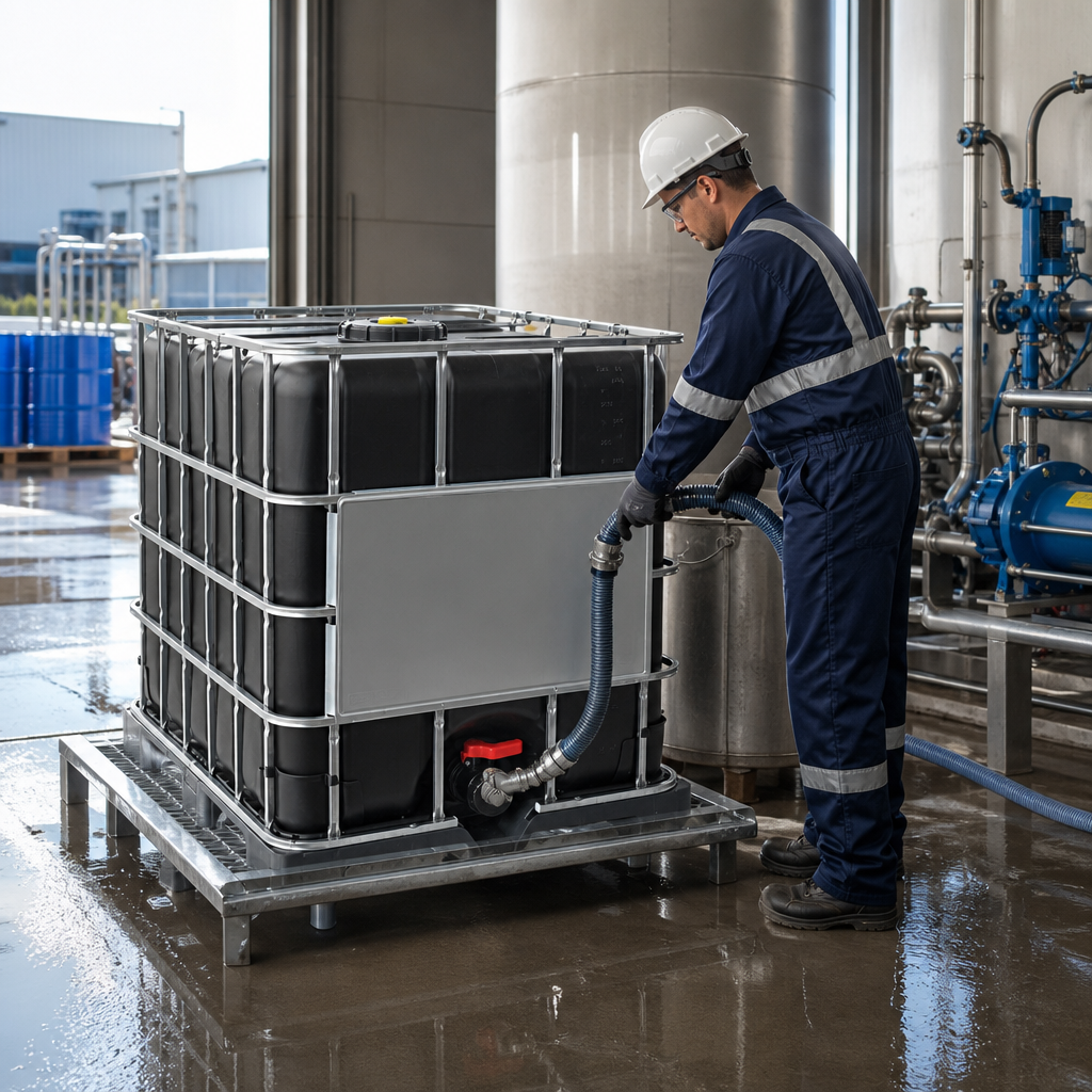 Rebottled 1000L IBC on Steel Pallet for Non-Hazardous Liquids