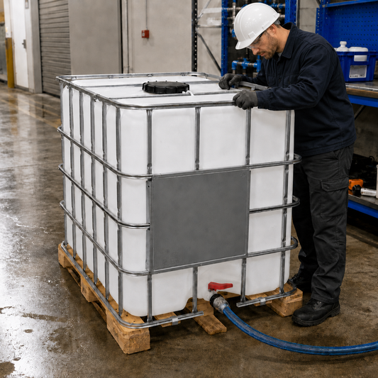 1000L Reconditioned IBC on Timber Pallet for Safe Storage