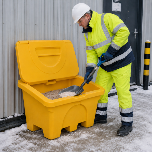 200L Yellow Grit and Salt Storage Bin for Outdoor Use