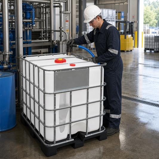 Rebottled 1000L IBC with CDS Dip-Tube for Safe Liquid Storage