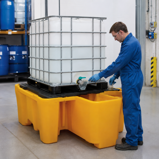 Single IBC Bund with Drip Catcher for Safe Storage