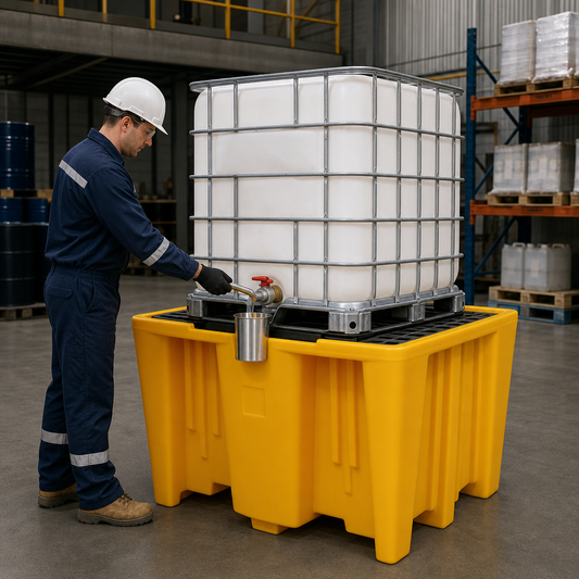 Single IBC Bund with Platform for Spill-Free Environments