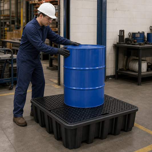 Large Drum Bund with Removable Platform for Safe Oil Storage