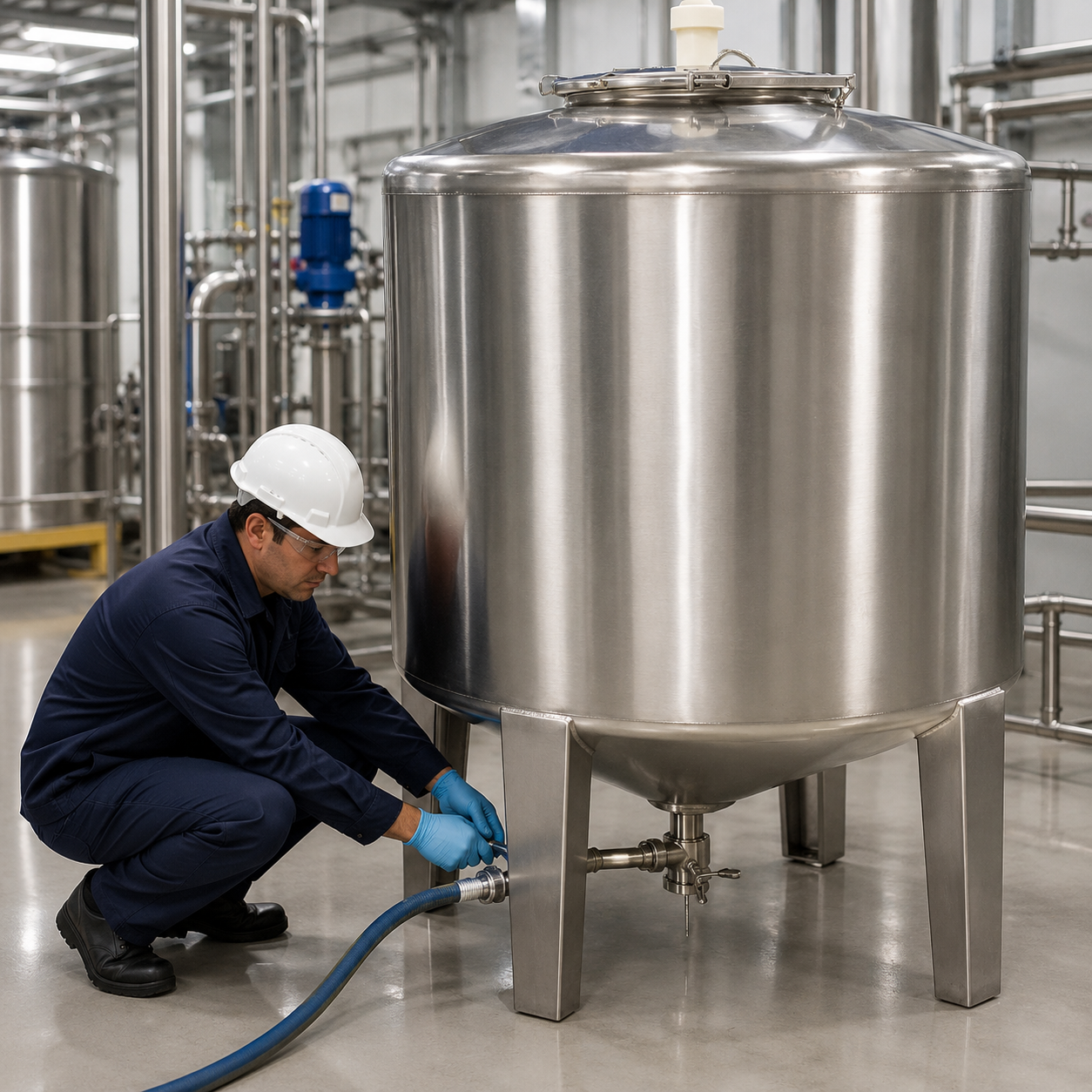 Stainless Steel Conical Tank 992L for Storing High Viscous Products